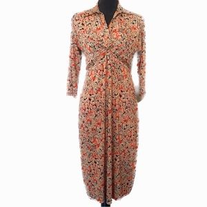 OLIAN Maternity Dress Size Medium Orange/Black Graphic Print